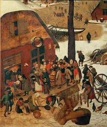 El censo de Belén (pintura sobre madera)
