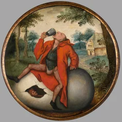 El borracho sobre un huevo, Proverbio flamenco, c.1594 (óleo sobre tabla)