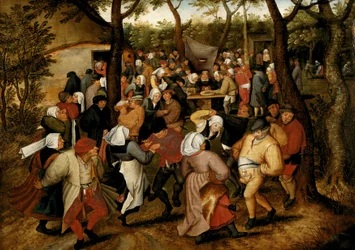 Baile nupcial al aire libre (óleo sobre tabla)