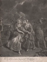 La Sra. Cibber en el personaje de Cordelia en la obra del Rey Lear, Acto III