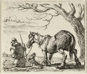 Granjero con caballo