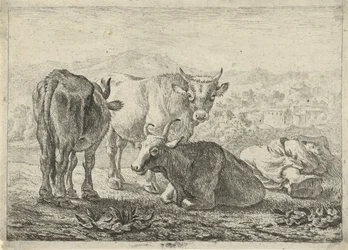 Alemán: Drei Rinder und ein schlafender Hirte
Francés: Les boeufs
Tres vacas y un pastor dormido