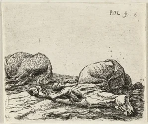 Alemán: Zwei tote Pferde
Francés: Les deux chevaux morts
Dos caballos muertos