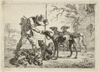 Cazador con siete perros