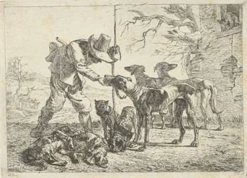 Cazador con siete perros