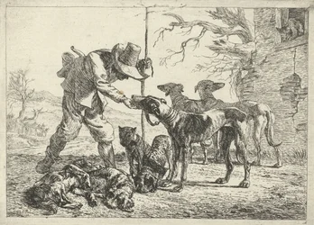 Cazador con siete perros