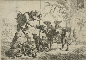 Cazador con siete perros