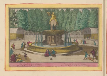 Fuente de Baco en los jardines del Palacio Real de Aranjuez Fuente de Baco, en Aranjues (título sobre objeto) Theatrum Hispaniae (...) (título de serie)
