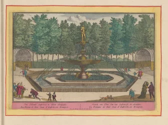 Fuente de Don Juan de Austria en los jardines del Palacio Real de Aranjuez Fuente de Don Jan van Oostenryk, en Aranjues (título sobre objeto) Theatrum Hispaniae (...) (título de serie)