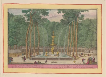 Fuente del Amor en Aranjuez Fuente del Amor, en el Lusthof de Aranjues / Fons Amoris sive Tritonum, en Horto Arangosiae (título sobre objeto) Theatrum Hispaniae (...) (título de serie)
