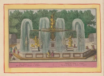 Fuente de Neptuno en Aranjuez Fontein van Neptuin, you Aranjues/ La fuente de Neptuno, en los jardines de Arangosia (título sobre objeto) El Teatro Español (...) (título de la serie)