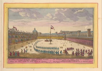 Plaza del Palacio en Lisboa El lugar de Koninglyke a Lissebon, donde se llevó a cabo la divertida corrida de toros (título sobre el objeto) Theatrum Hispaniae (...) (título de serie)
