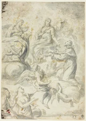 San Nicolás de Tolentino intercede ante Cristo y la Virgen por las almas del limbo