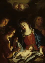 La Virgen adorando al Niño Jesús (óleo sobre lienzo)
