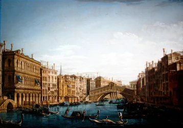 El Gran Canal mirando al norte hacia el puente de Rialto