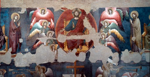 El Juicio Final El Cristo tronante rodeado de ángeles. (detalle) Fresco de Pietro de Cerroni llamado Cavallini (activo alrededor de 1273-1321) 1293 Roma, Santa Cecilia en Trastevere