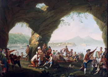Escenas de la vida cotidiana en una cueva en Posillipo, cerca de Nápoles