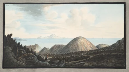Vista del estado actual de la pequeña montaña levantada por la explosión en el año 1760, Placa XIII, de 