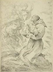 Francisco de Asís con el Niño Jesús en brazos