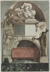 Diseño para un fresco de la tumba de un artista en la Certosa de Bolonia (anverso)