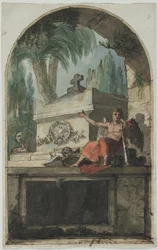 Diseño para un fresco de la tumba de Vincenzo Martinelli (1737-1807) en la Certosa de Bolonia