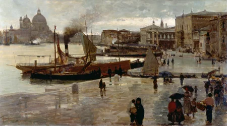 Riva degli Schiavoni (paseo), de Pietro Fragiacomo (1856-1922), óleo sobre lienzo, 71x130 cm