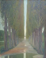 Los álamos (óleo sobre tabla)