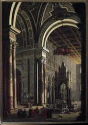 Vista interior de la Basílica de San Pablo en Roma Pintura de Pier Francesco Garola (Garoli) (1638-1716) Turín, Galería Sabauda