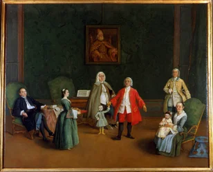 Retrato familiar, Pietro Longhi (1702 - 1785), pintura al óleo, Palazzo Levi Montalcini
