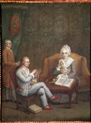 Retrato de Adriana Giustinian con su hijo Gerolamo Ascanio tomando chocolate caliente