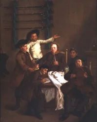 Los cazadores sorteando números
