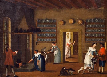 La Cocina en la Villa, de la Escuela de Pietro Longhi