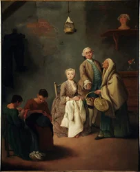 La escuela de trabajo. Pintura de Pietro Longhi (1702-1785) 1752 Venecia, Ca 