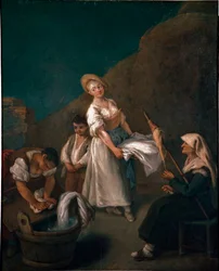 Mujeres jóvenes lavando la ropa