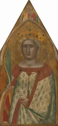Santa Catalina de Alejandría, con un ángel (panel derecho)