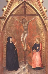 La crucifixión con la Virgen María y Juan el Teólogo, c.1330