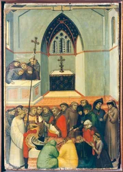 El cuerpo exhumado del bendito se encuentra intacto y fresco, azulejo en el retablo de la Beata Humildad