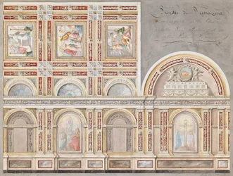 Estudio del fresco de Giacomo Cordella en el interior de la Chiesa della Pieta, Fermo