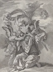 Moisés recibiendo las Tablas de la Ley de Dios que desciende del cielo, ca. 1730-39