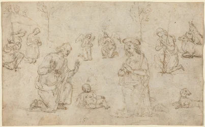 La Adoración de los pastores, c.1517 (dibujo a pluma y tinta)
