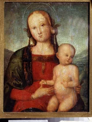 ""Virgen y niño" (Virgen y niño) Pintura de la escuela de Pietro di Cristoforo Vannucci llamada Le Perugin (Il Perugino