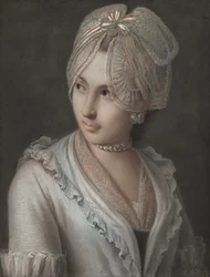 Una Joven Elegante con Gorro de Encaje