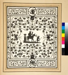 Copia de un pavimento de mosaico, negro sobre blanco, Pavimento di Bacco del Palazzo di Augusto