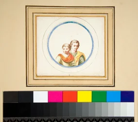 Esposo y esposa (bustos) en círculo central