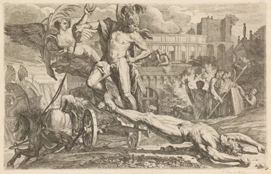 Aquiles arrastrando el cuerpo de Héctor por los muros de Troya