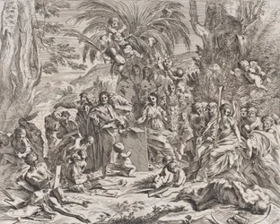 Una alegoría de la pintura, quien como un niño en el centro izquierdo dibuja en una tableta, 1637-38
