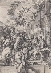 La Adoración de los Magos, ante una columnata arquitectónica, ca. 1640