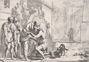 El regreso del hijo pródigo, el padre abrazando a su hijo, de una serie, ca. 1645