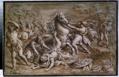 "" La Conversión de San Pablo "" Dibujo a tinta de Pietro de Cortone (Pietro Berrettini llamado Pietro da Cortona