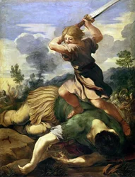 David matando a Goliat (óleo sobre lienzo)